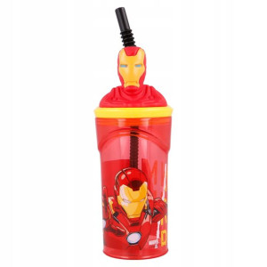 Kubek Plastikowy Ze Słomką 360ml Iron Man Marvel