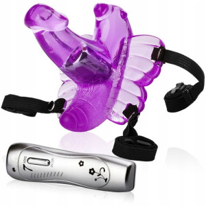 Wibrator Masażer Motyl Z Dildo + Pasy - 7 Funkcji