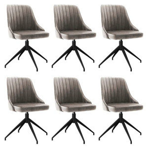 Krzesła stołowe, 6 szt., jasnoszare, obite aksamitem