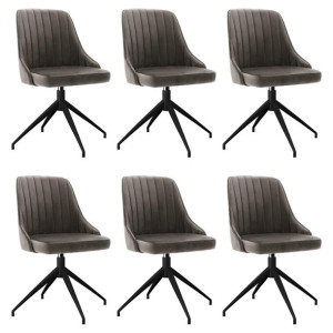 Krzesła stołowe, 6 szt., ciemnoszare, obite aksamitem