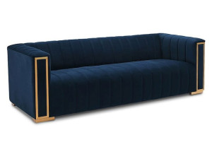 Sofa welurowa 3-osobowa VOGUE VELVET 3 granatowa glamour