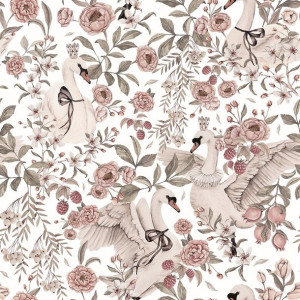 Tapeta ścienna Swan Queen white