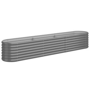 Donica ogrodowa, malowana proszkowo stal, 224x40x36 cm, szara