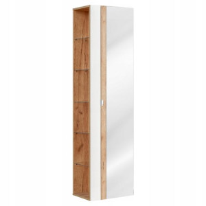Wysoki słupek łazienkowy CAPRI WHITE 803 z lustrem