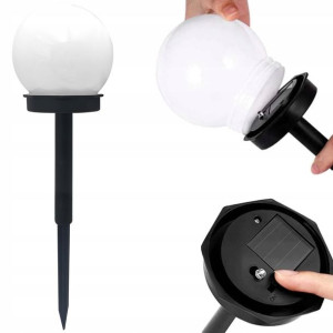 Lampa Solarna Ogrodowa Ozdobna Biała Kula Led 34cm