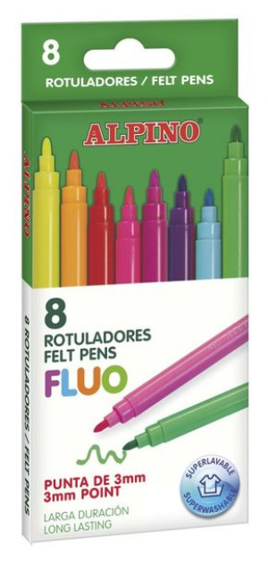 ALPINO Flamastry mazaki fluorescencyjne 8 kolorów