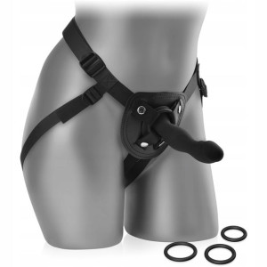 Strap-on Silikonowy Penis Dildo + Zestaw Ringów