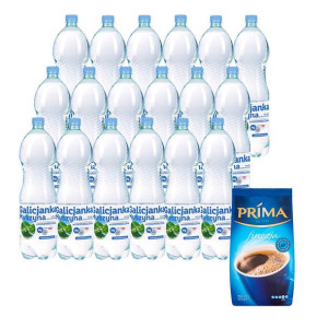 Woda Galicjanka niskonasycona CO2 1,5L x 18 sztuk + KAWA PRIMA 250G GRATIS