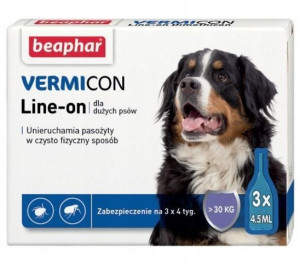 Vermicon Krople Pchły Kleszcze Psa Od 30kg 3x4,5ml