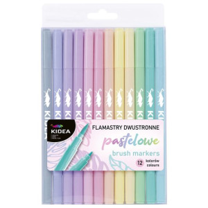 Flamastry dwustronne pastelowe 12 kolorów