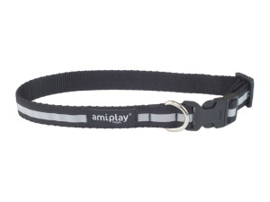 Amiplay Obroża Dla Psa Odblaskowa Czarna M 25-40cm