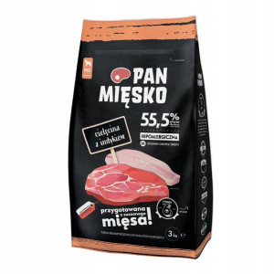Pan Mięsko Cielęcina Indyk Karma Dla Psa M 3kg