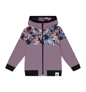 Zapinana bluza z kapturem Fioletowe kwiaty 116/122