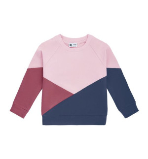 Bluza bawełniana geometryczna różowo-granatowa 140/146