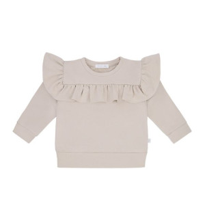 Bluza dresowa z falbanką beżowa 110/116