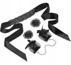 Koronkowy Zestaw Bondage Opaska Nasutniki Kajdanki