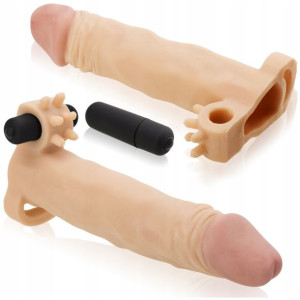Wibrująca Przedłużka Sex Nakładka Na Penisa + 5 Cm