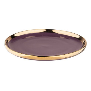 Talerz deserowy porcelanowy Aurora Gold fioletowy 20 cm