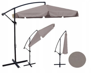 Parasol Ogrodowy Składany Duży 350cm Mocny Brąz Fango
