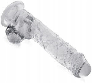 Żelowy Penis Z Jądrami Giętkie Dildo Na Przyssawce