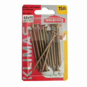 Wkręty hartowane konfirmaty do drewna fi 4.0x60 mm blister 15 szt WKRĘT-MET