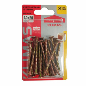 Wkręty hartowane konfirmaty do drewna fi 4.0x50 mm blister 20 szt WKRĘT-MET