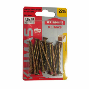Wkręty hartowane konfirmaty do drewna fi 4x45mm blister 22 szt WKRĘT-MET