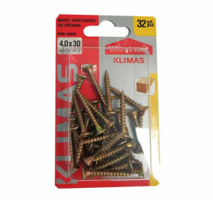 Wkręty hartowane konfirmaty do drewna fi 4.0x30 mm blister 32 szt WKRĘT-MET