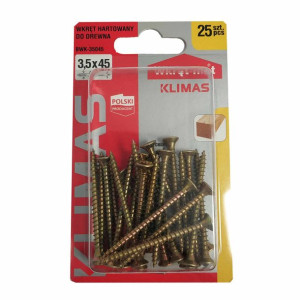 Wkręty hartowane konfirmaty do drewna fi 3,5x45 mm blister 25 szt WKRĘT-MET