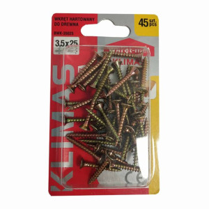 Wkręty hartowane konfirmaty do drewna fi 3.5x25 mm blister 45 szt WKRĘT-MET
