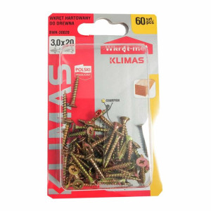 Wkręty hartowane konfirmaty do drewna fi 3.0x20 mm blister 60 szt WKRĘT-MET