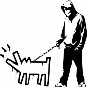 Naklejka BANKSY DOG BARK 12 X 12 CM