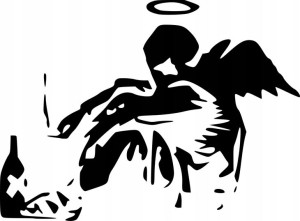 Naklejka BANKSY FALLEN ANGEL 9 X 12,2 CM