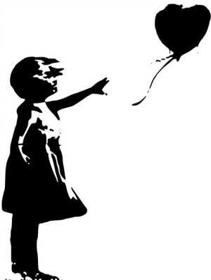 Naklejka BANKSY GIRL HEART 15,8 X 12 CM