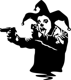 Naklejka BANKSY GUN CLOWN 10,2 X 9 CM