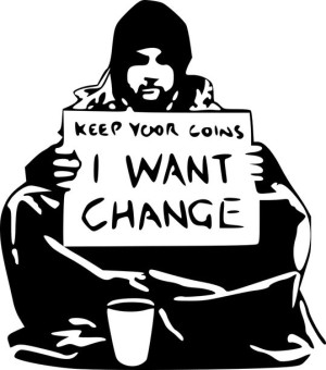 Naklejka BANKSY I WANT CHANGE 13,6 X 12 CM