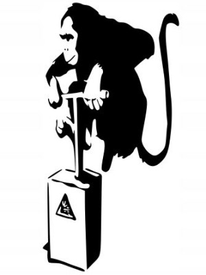 Naklejka BANKSY MONKEY BOMB 23 X 11,7 CM