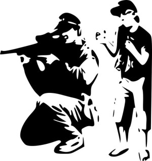 Naklejka BANKSY SNIPER 12,8 X 12 CM