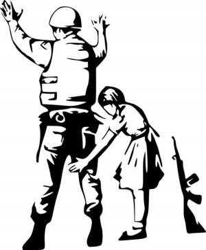 Naklejka BANKSY SOLDIER GIRL 18,2 X 15 CM