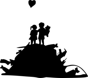 Naklejka BANKSY US AND THEM 18 X 20,4 CM