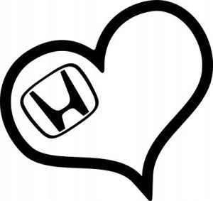 Naklejka I LOVE HONDA 10 X 10,6 CM