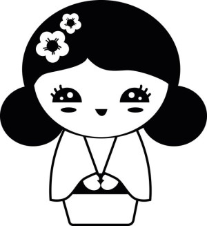 Naklejka Kokeshi Lalka Japońska 16,3 X 15 Cm