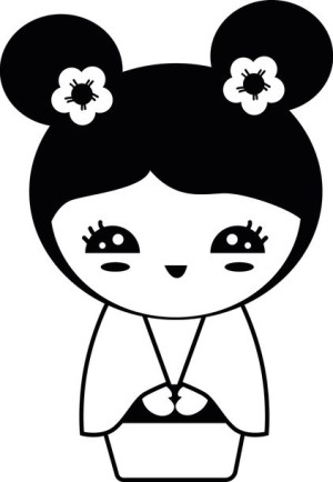 Naklejka Kokeshi Lalka Japońska 17 X 11,8 Cm