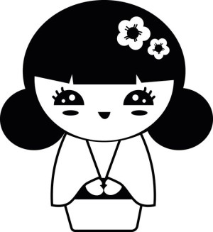 Naklejka Kokeshi Lalka Japońska 22,9 X 21 Cm