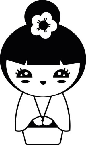 Naklejka Kokeshi Lalka Japońska 29 X 17,3 Cm