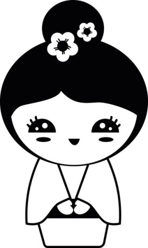Naklejka Kokeshi Lalka Japońska 29 X 17,3 Cm