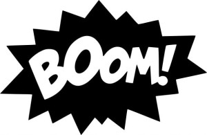 Naklejka na samochód NAPIS BOOM! 6 X 9,2 CM