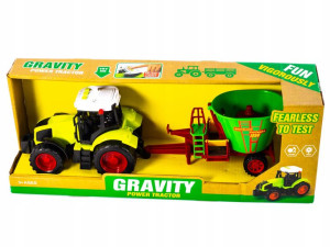 Zielony Traktor Z Przyczepą Rolniczą Traktorek