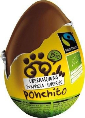 Jajko Niespodzianka Czekoladowe Bezglutenowe Fair Trade Bio 20 G - Ponchito