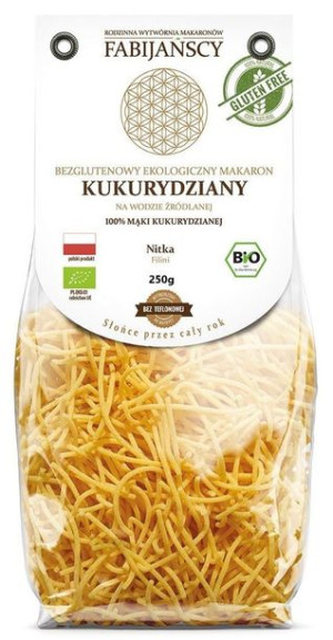 Makaron (kukurydziany) Nitka Filini Bezglutenowy Bio 250 G - Fabijańscy